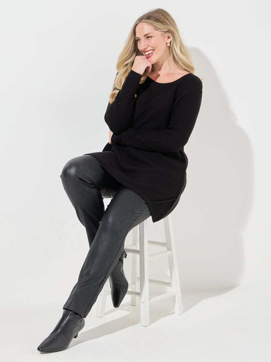 Rena by CISO Black Faux Leather Trouser