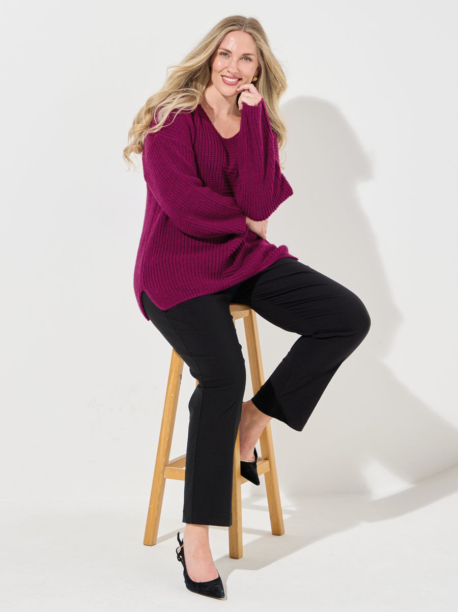 Violet Knitted Jumper - Plum