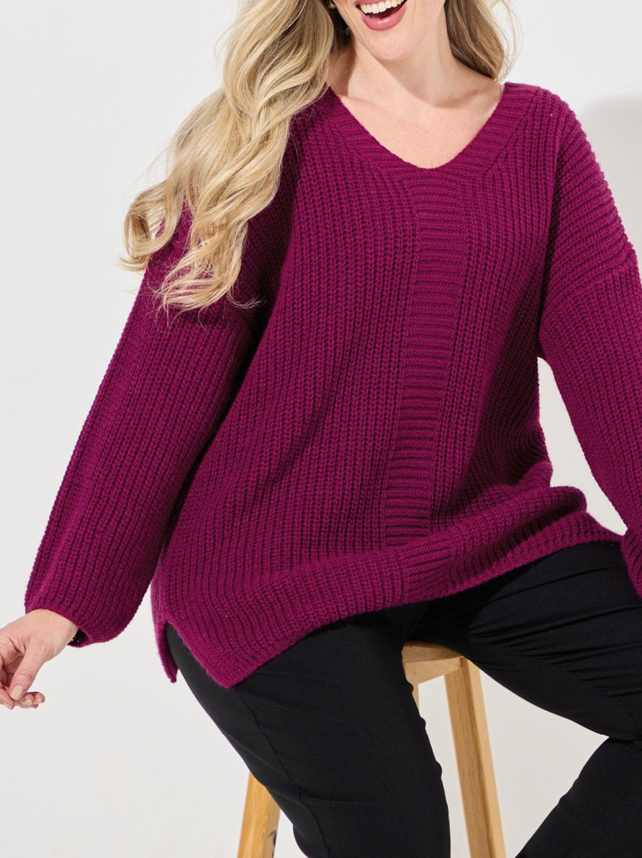 Violet Knitted Jumper - Plum