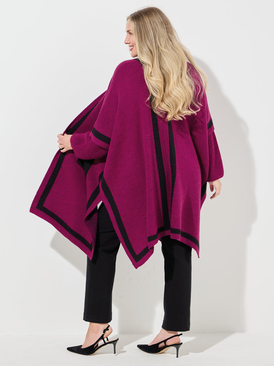 Athena Knitted Poncho - Plum