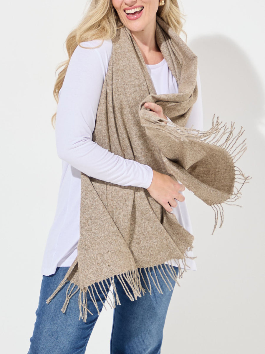 Soft Pashmina Style Wrap Scarf - Taupe