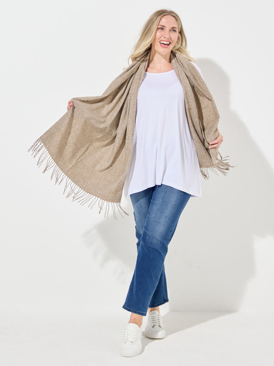 Soft Pashmina Style Wrap Scarf - Taupe