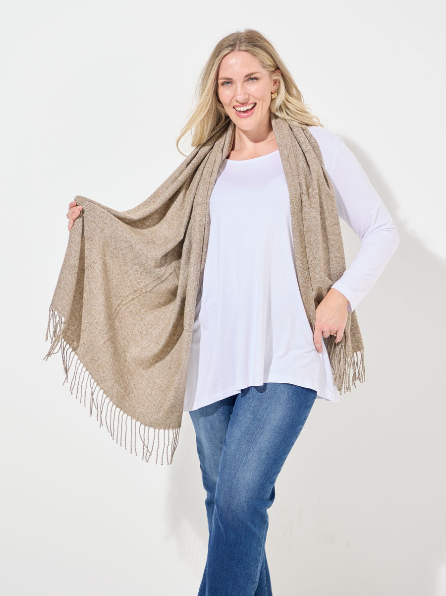 Soft Pashmina Style Wrap Scarf - Taupe