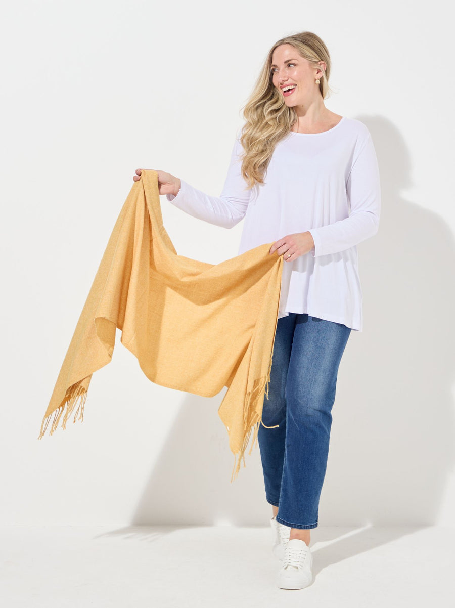 Soft Pashmina Style Wrap Scarf - Mustard