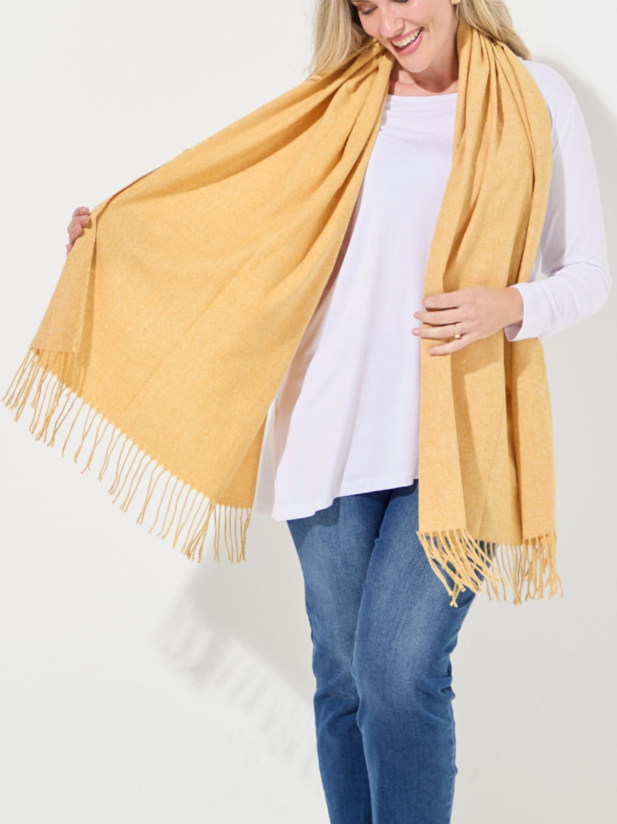 Soft Pashmina Style Wrap Scarf - Mustard