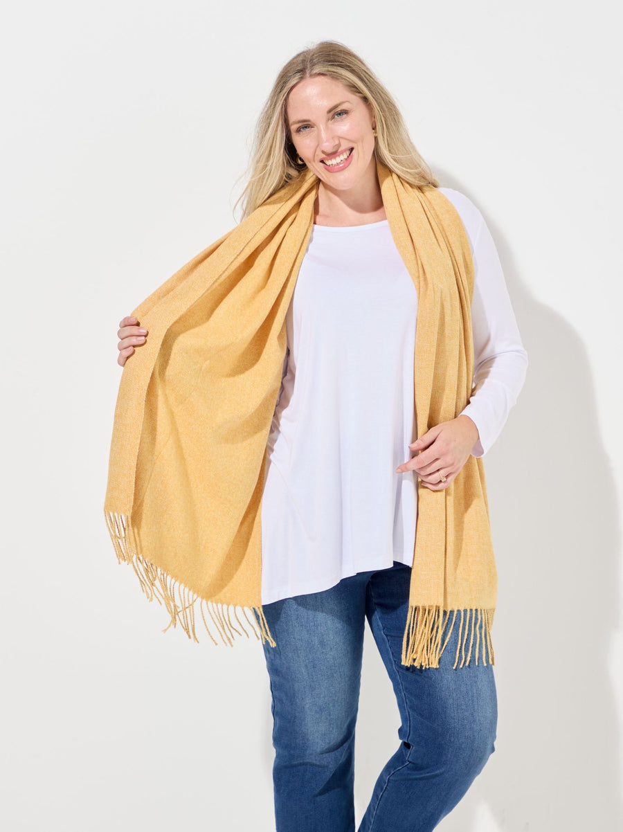 Soft Pashmina Style Wrap Scarf - Mustard