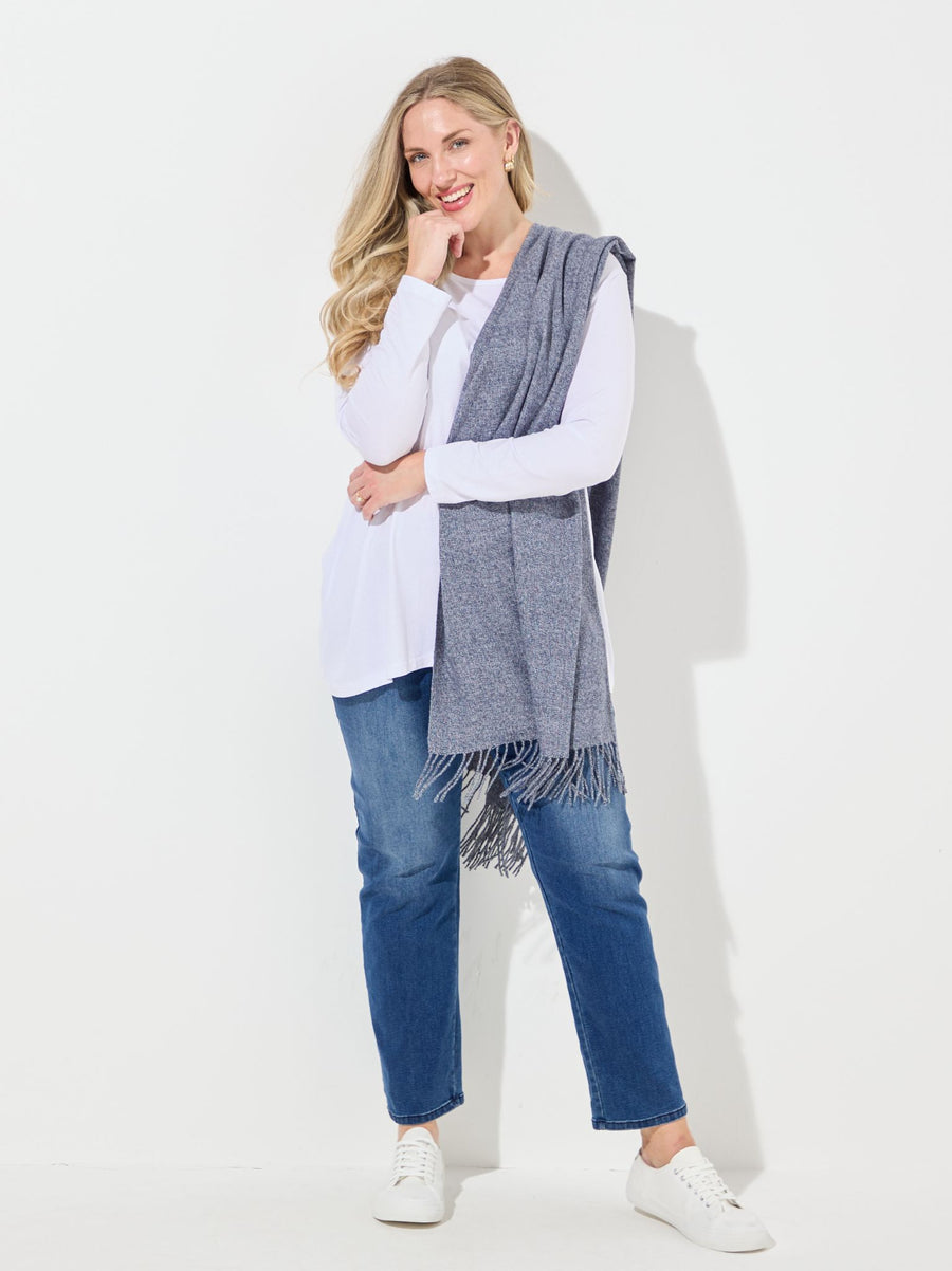 Soft Pashmina Style Wrap Scarf - Denim