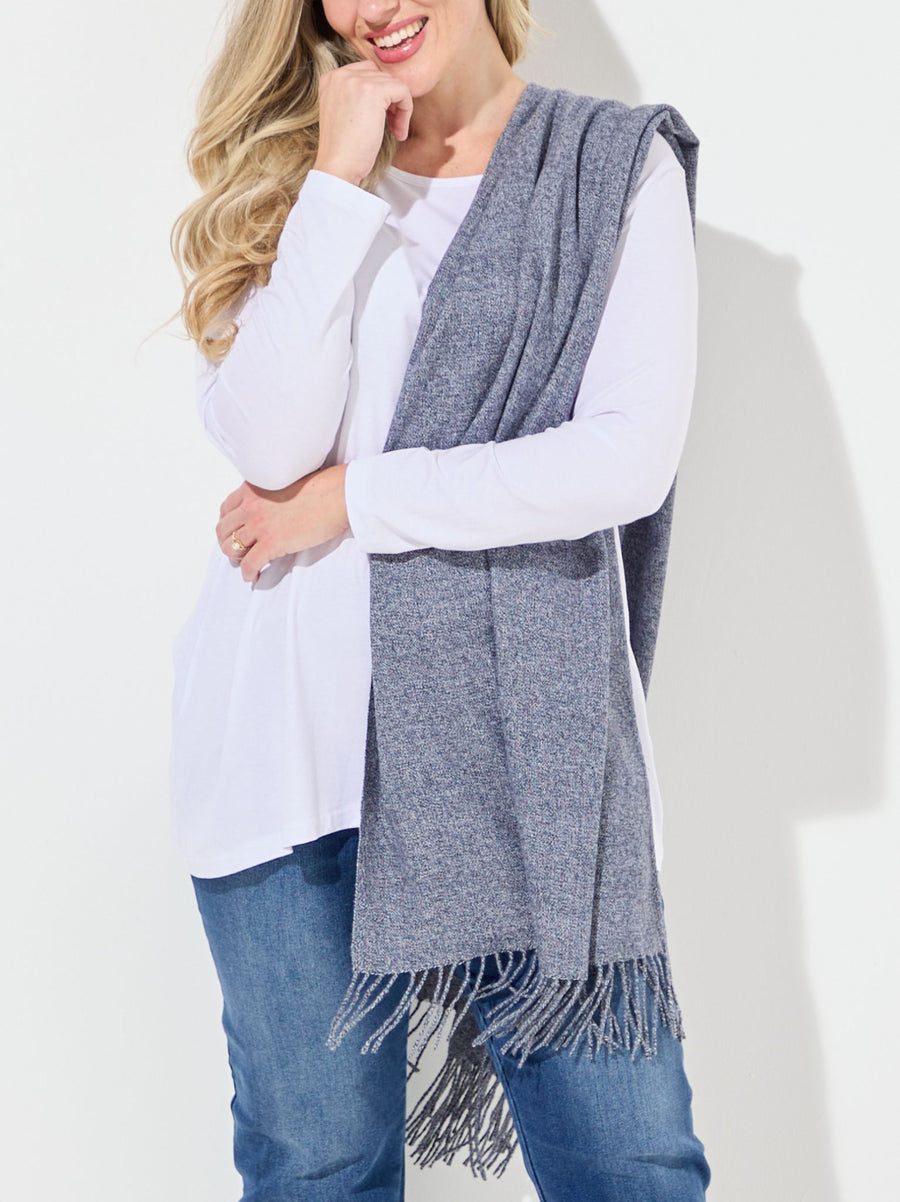 Soft Pashmina Style Wrap Scarf - Denim