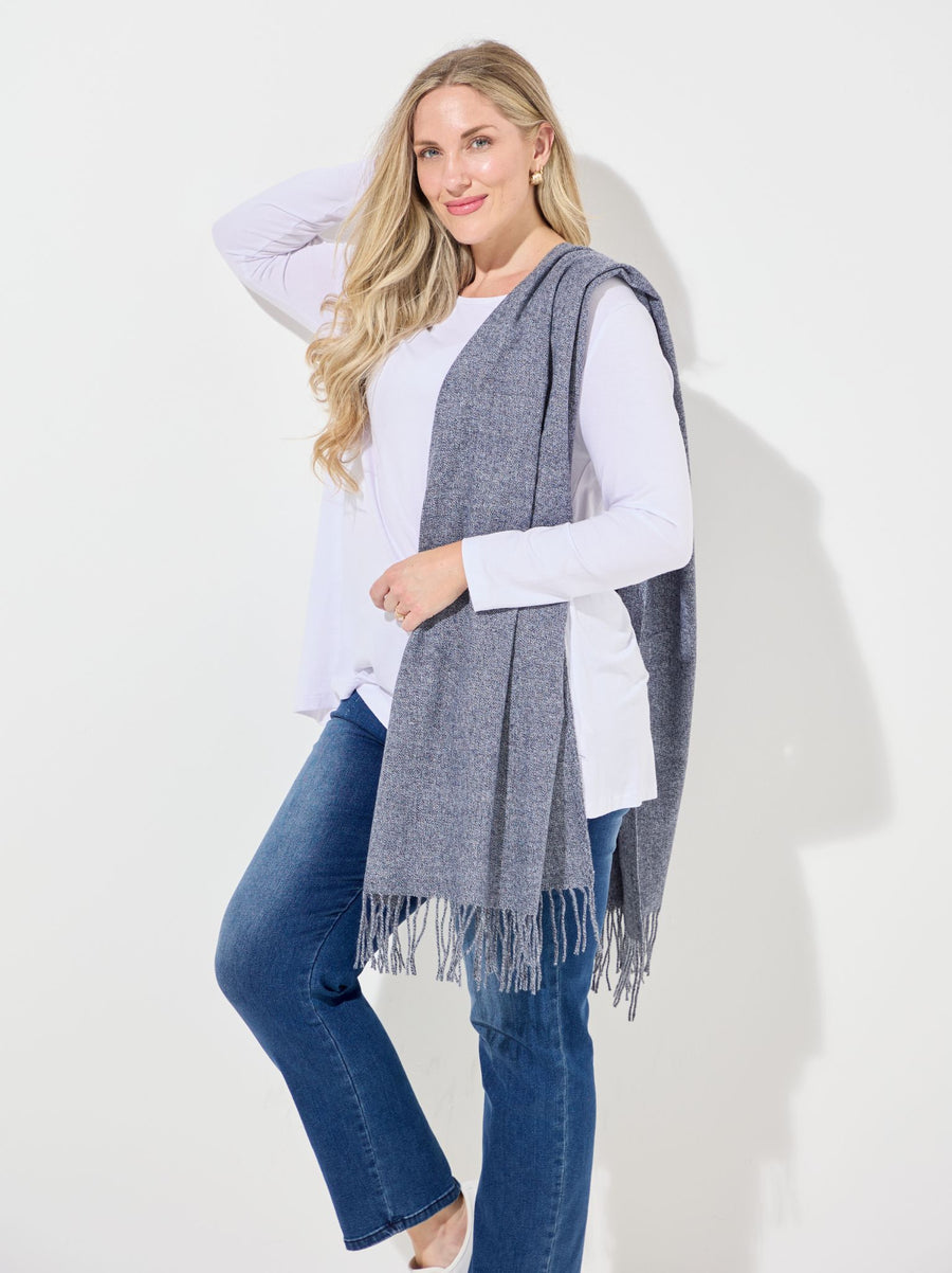 Soft Pashmina Style Wrap Scarf - Denim