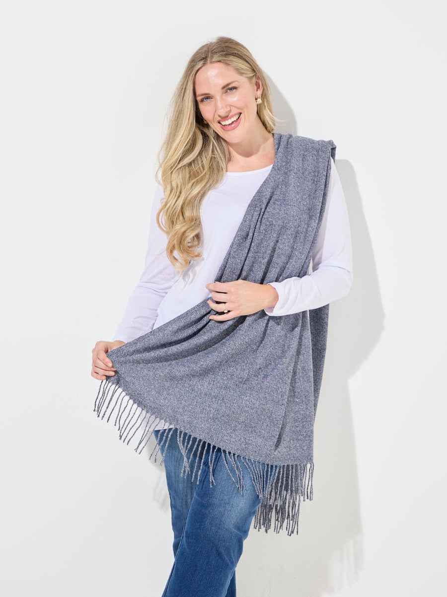 Soft Pashmina Style Wrap Scarf - Denim