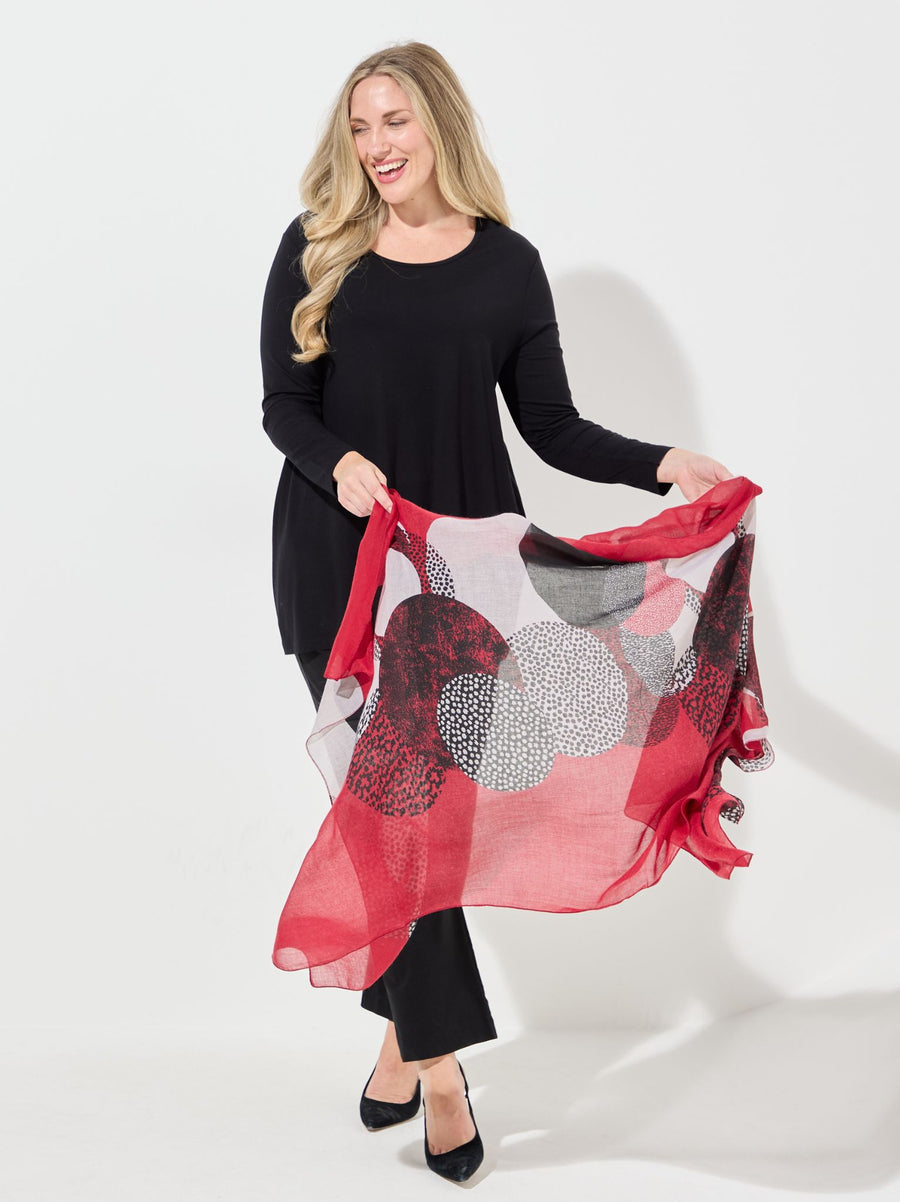 Leopard Dots Print Scarf - Red