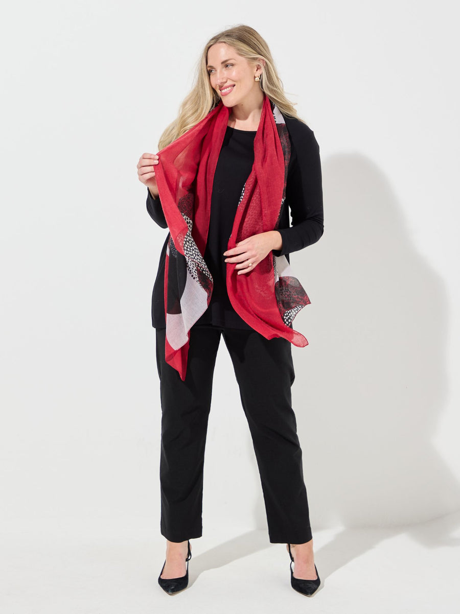 Leopard Dots Print Scarf - Red