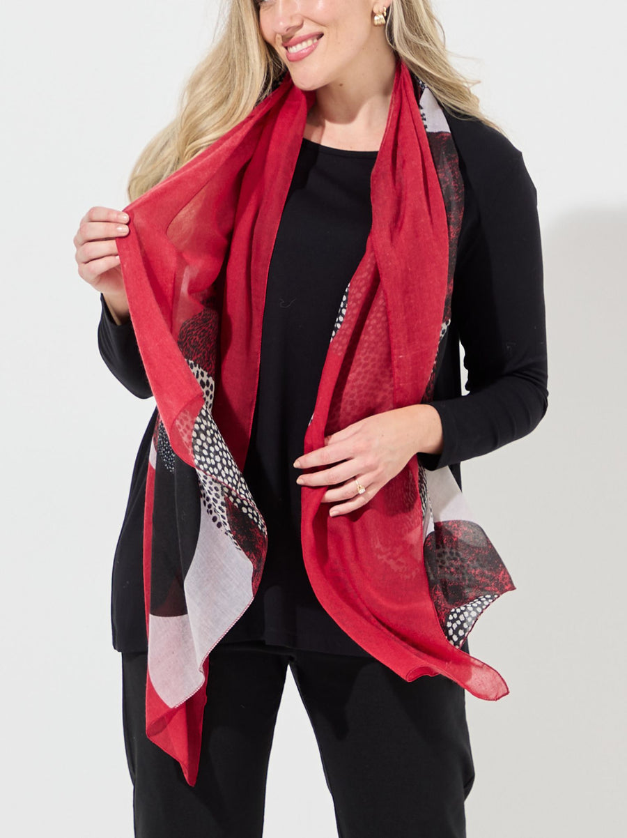 Leopard Dots Print Scarf - Red