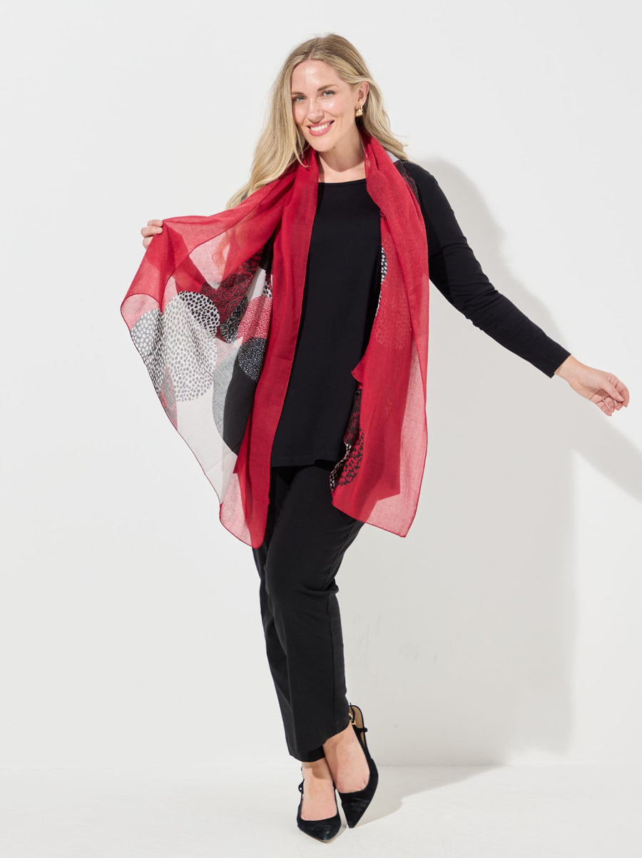 Leopard Dots Print Scarf - Red