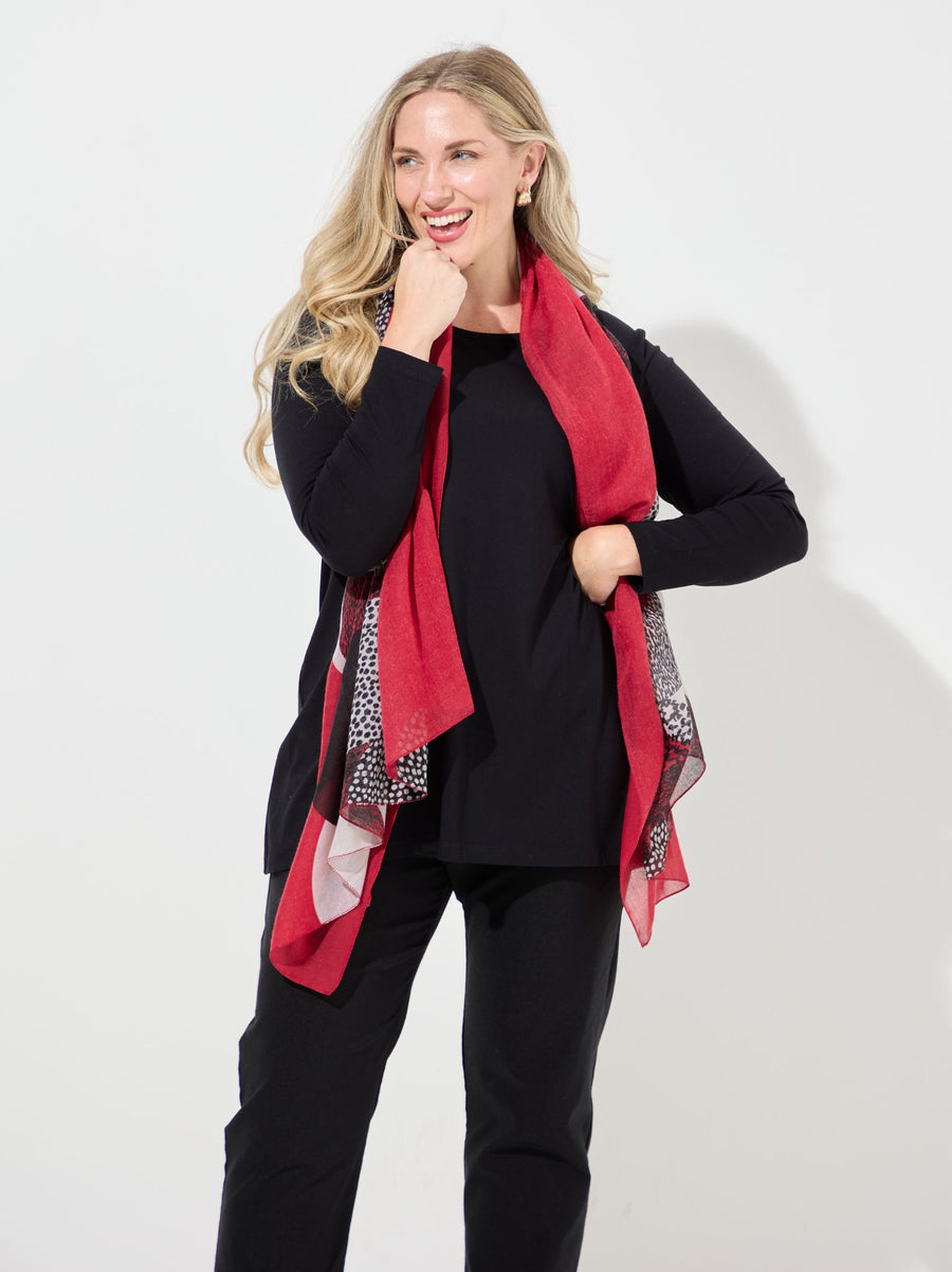 Leopard Dots Print Scarf - Red