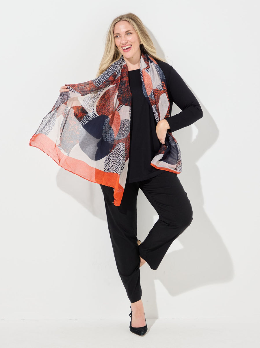 Leopard Dots Print Scarf - Orange