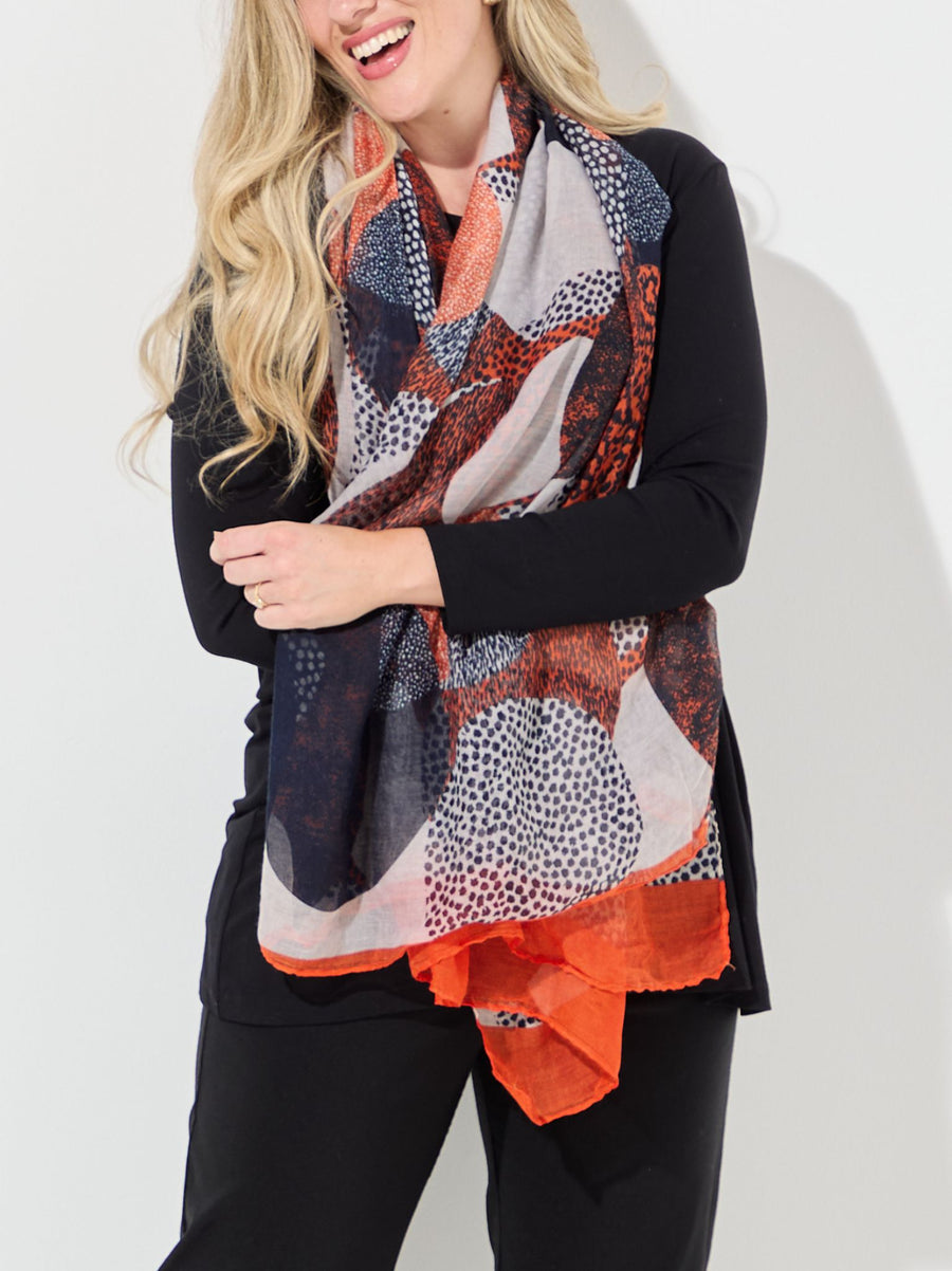 Leopard Dots Print Scarf - Orange