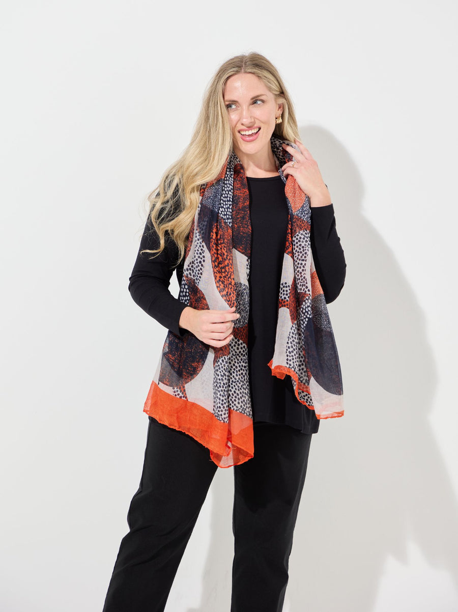Leopard Dots Print Scarf - Orange