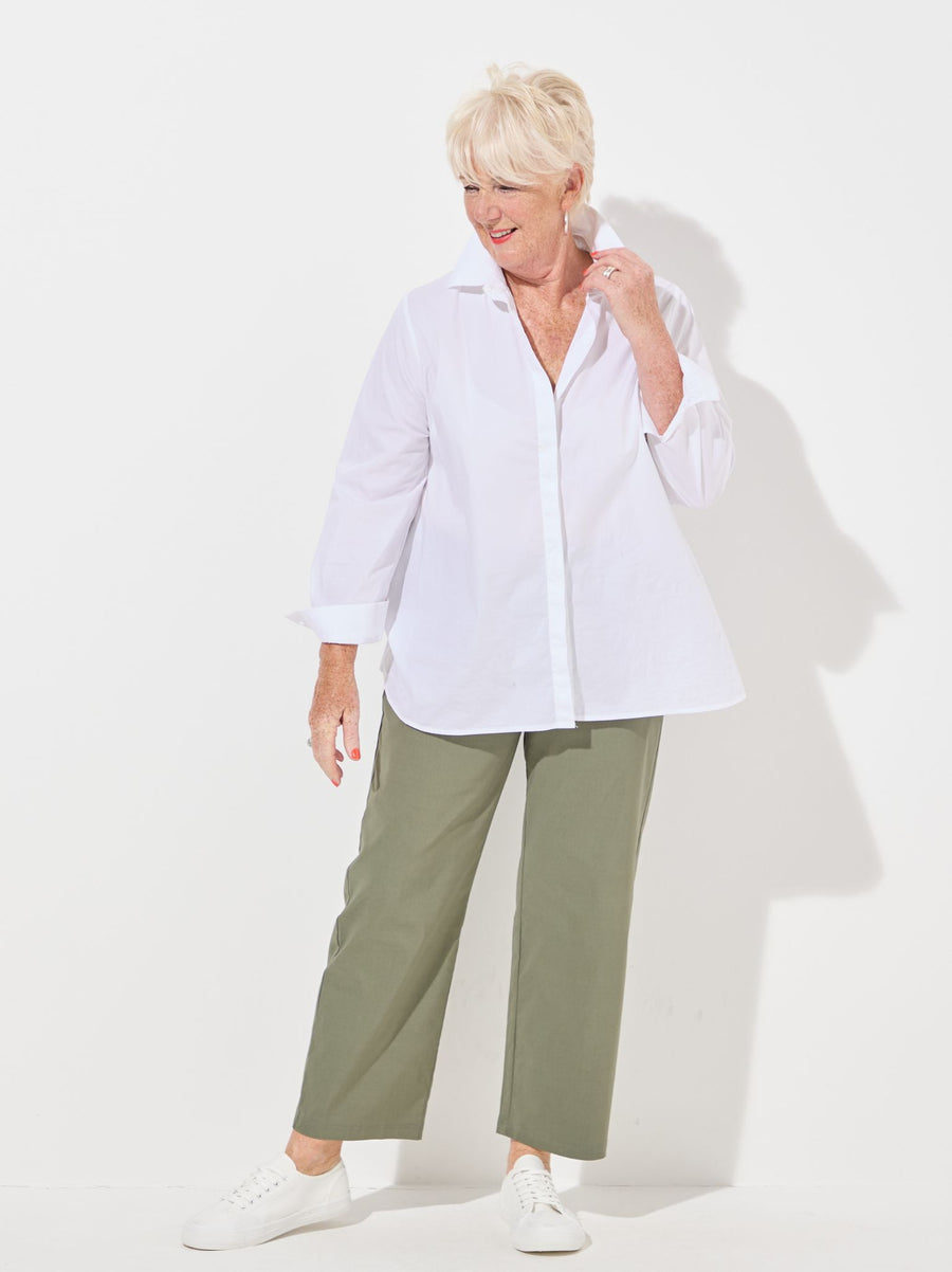 Steffi Stretch Cropped Trouser - Sage