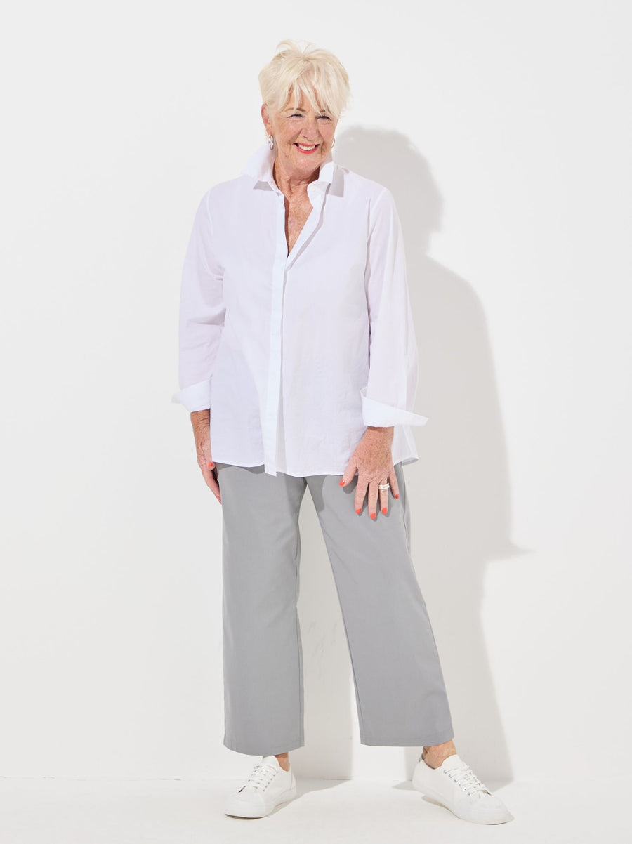 Steffi Stretch Cropped Trouser - Mid Grey