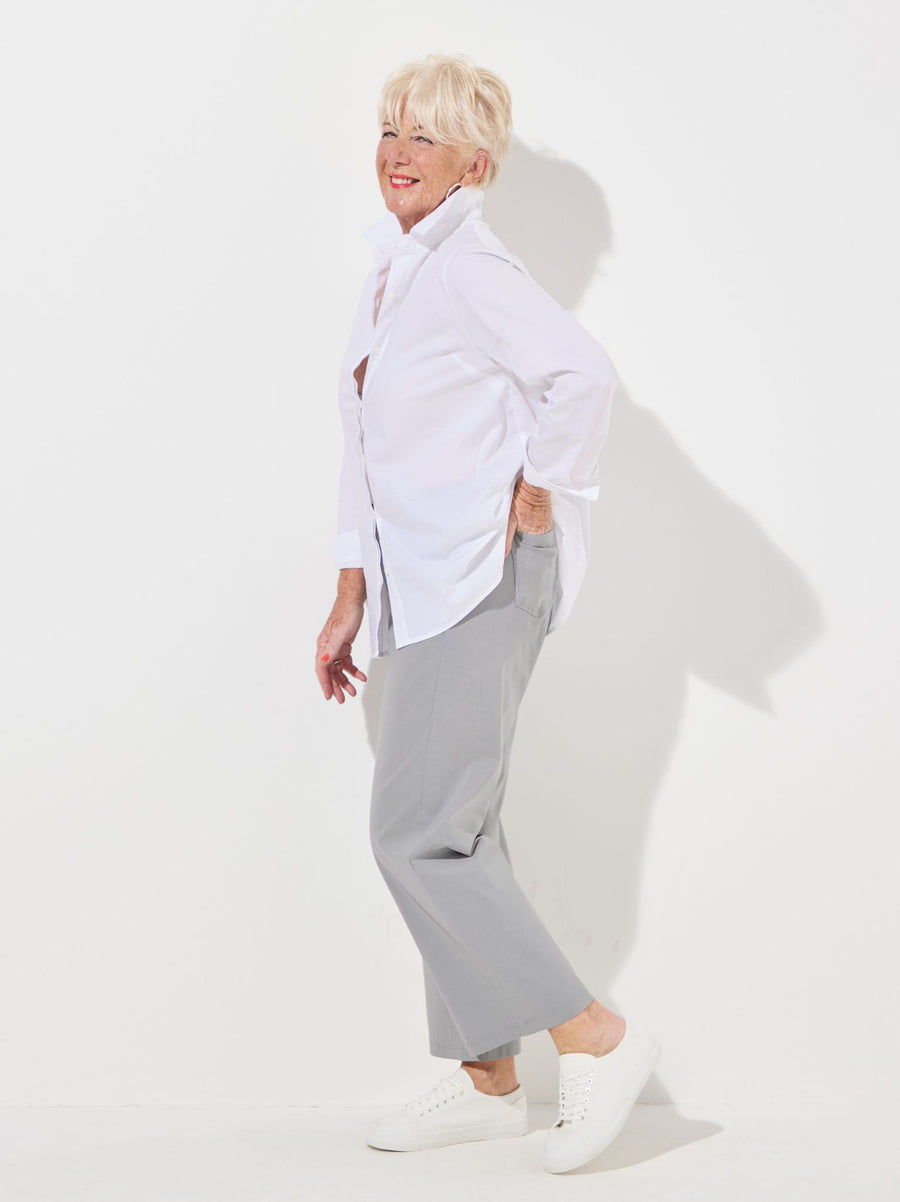 Steffi Stretch Cropped Trouser - Mid Grey