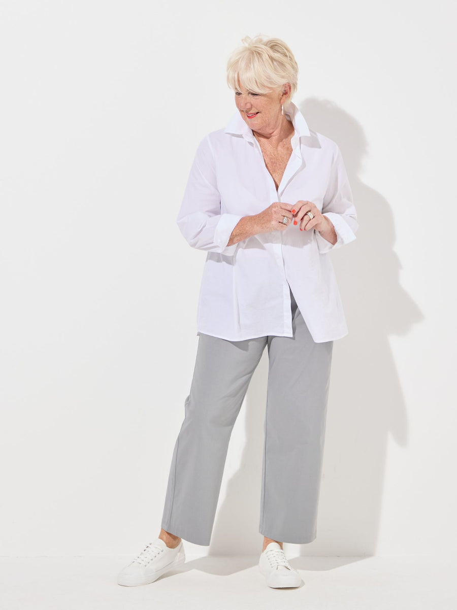 Steffi Stretch Cropped Trouser - Mid Grey