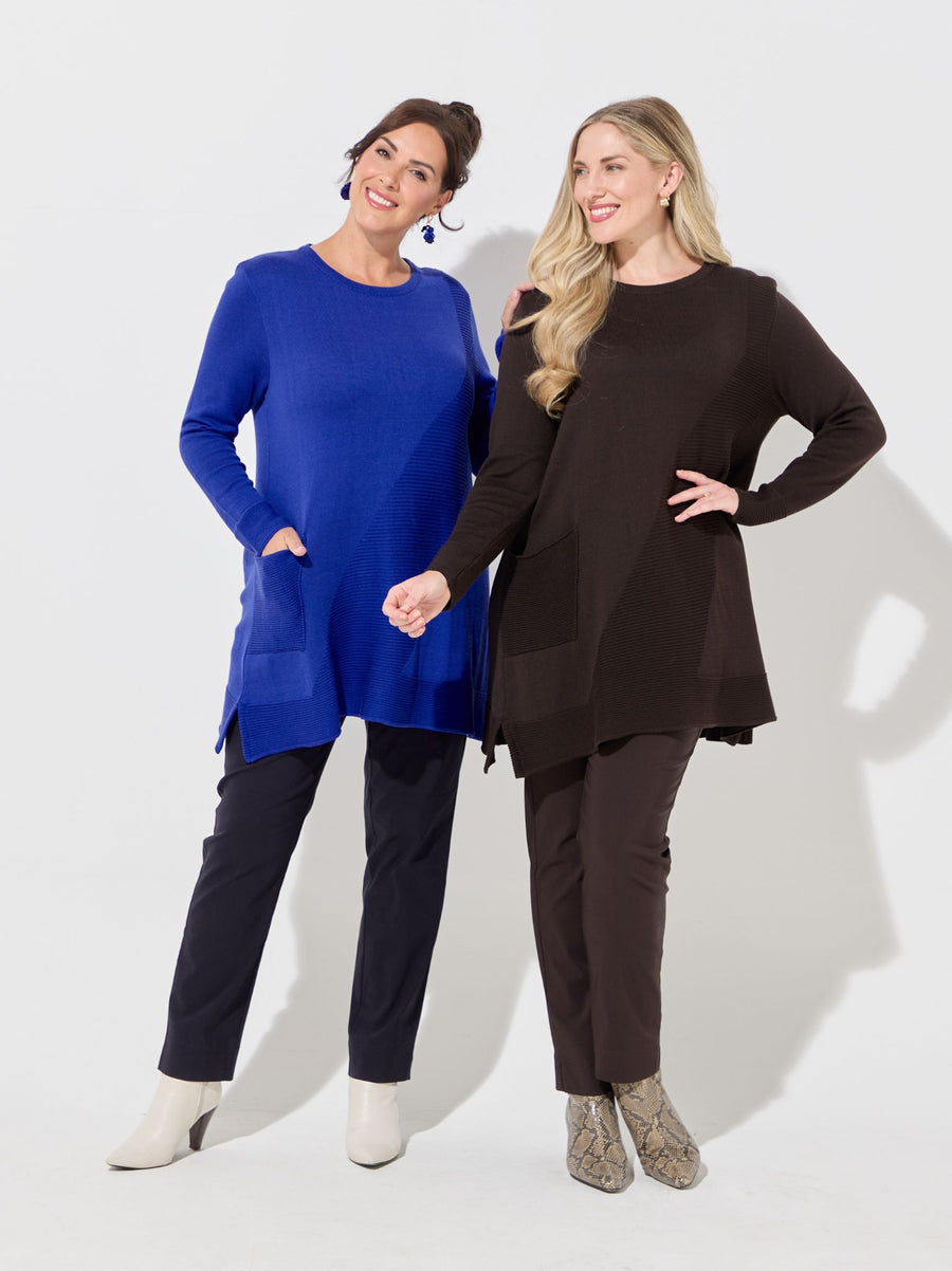 Mia Cotton Blend Rib Knit Jumper - Cobalt