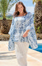 Georgina Linen Top - Blue Batik