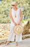 Romi Viscose/Linen Draw String Trouser - Off White