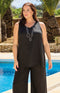 Frankie Viscose/Linen Top - Black