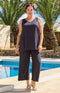 Romi Viscose/Linen Draw String Trouser - Navy