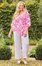 Ava Linen Top - Fuchsia