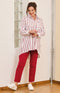 Harriet Cotton Stripe Shirt - White/Cherry