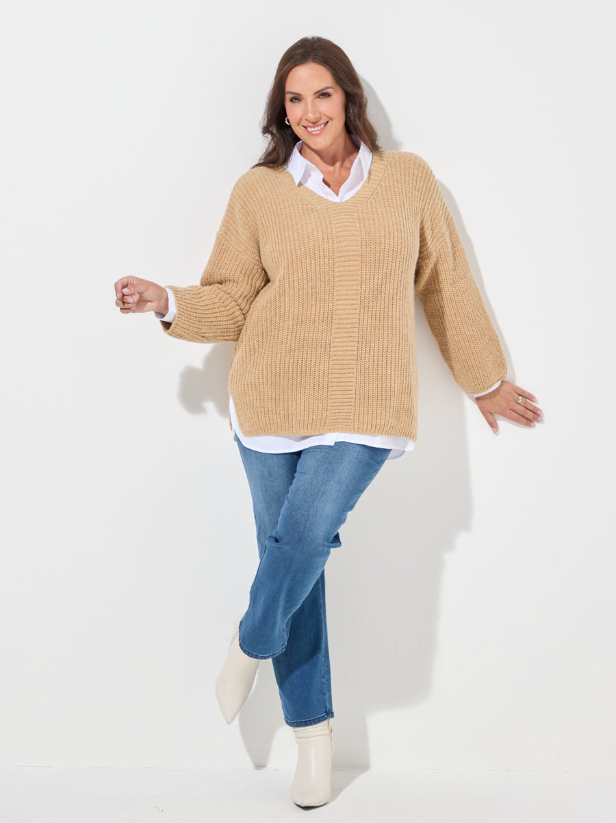 Violet Knitted Jumper - Camel
