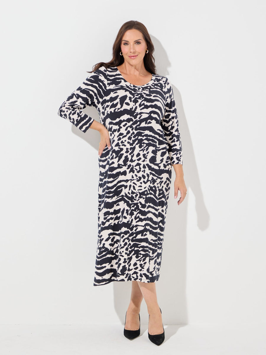 Damaris Jersey Dress - Black/Ivory