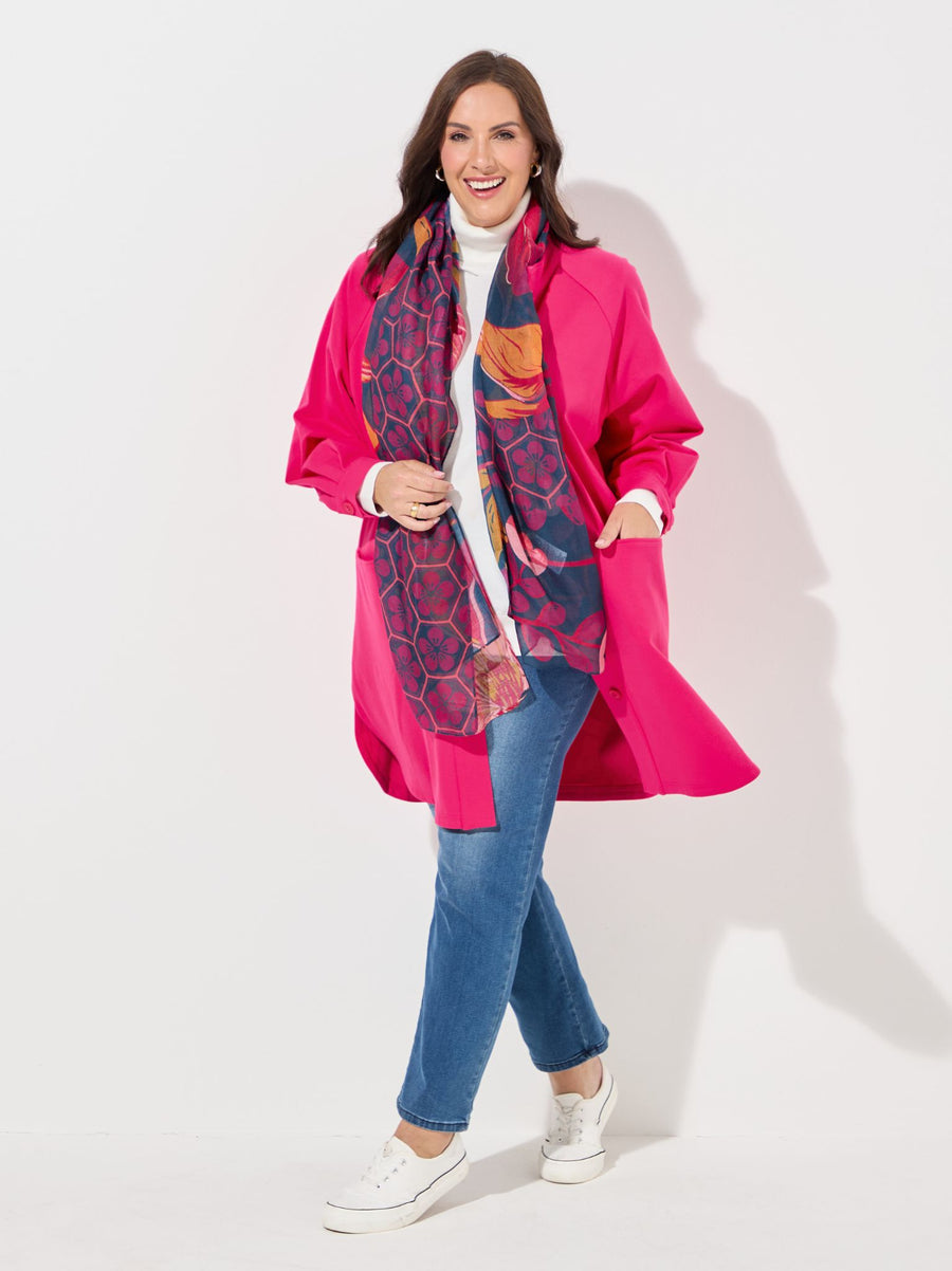 Hannah Navy/Pink Multi Print Scarf
