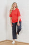 Tiara Cotton Mix Short Sleeve Top - Tomato