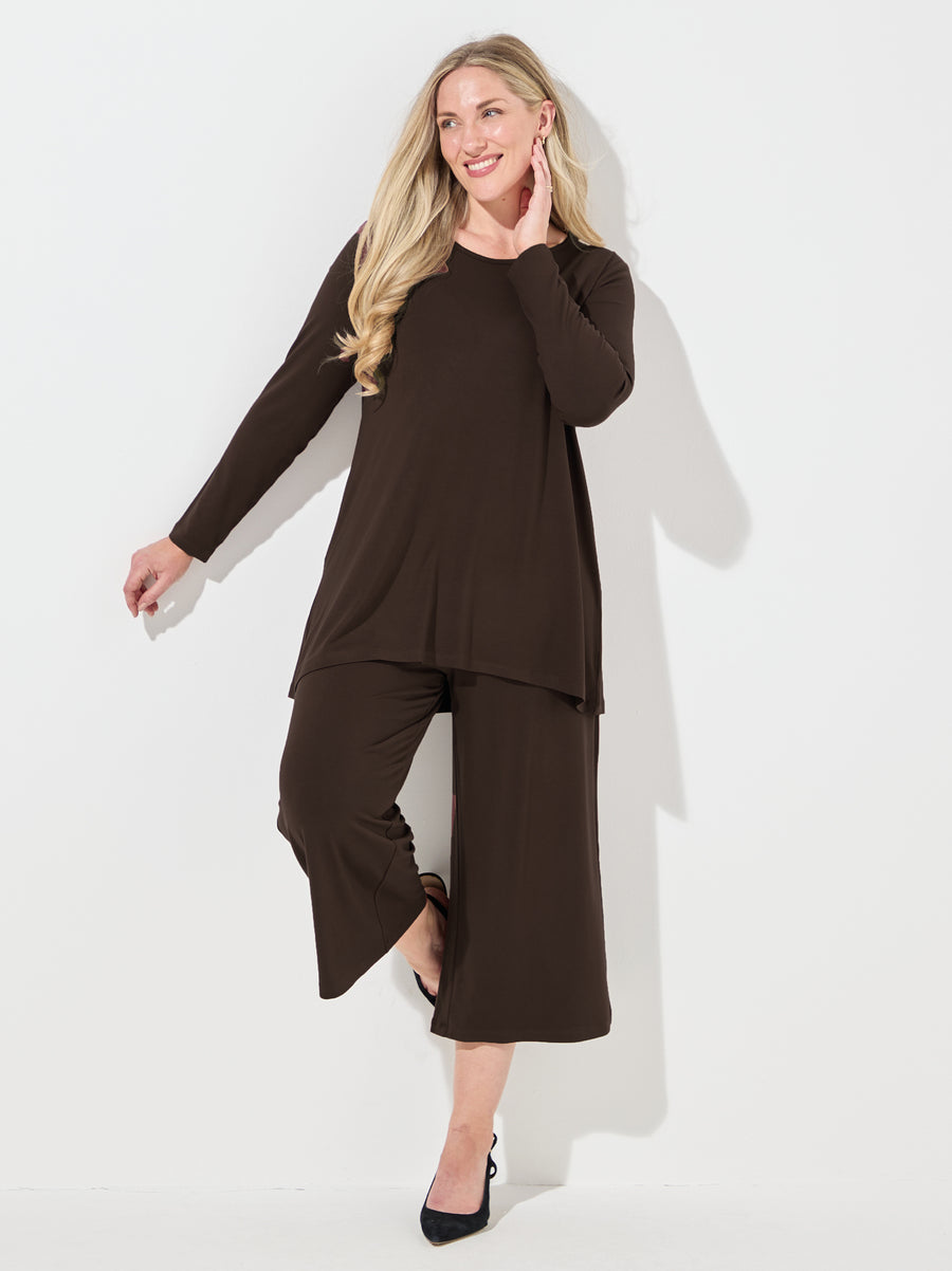 Renee Jersey Culotte Trouser - Chocolate