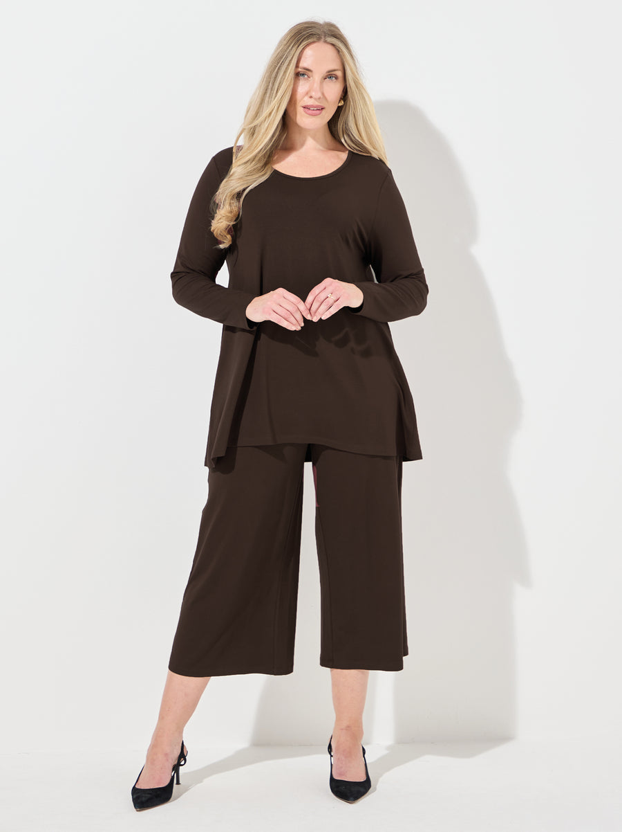Renee Jersey Culotte Trouser - Chocolate