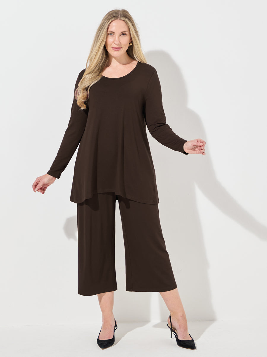 Tessa Jersey Long Sleeve Top - Chocolate