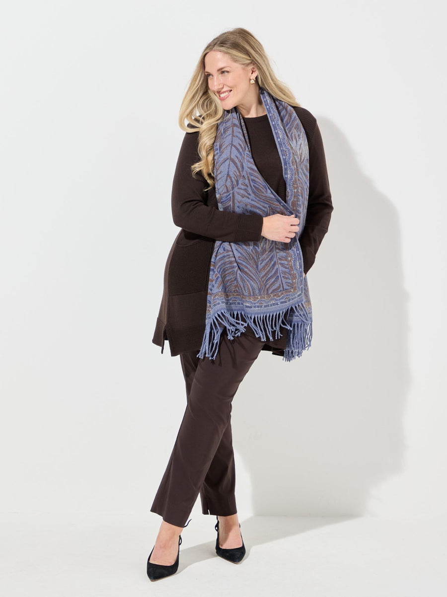 Celia Blue/Brown Reversible Print Scarf