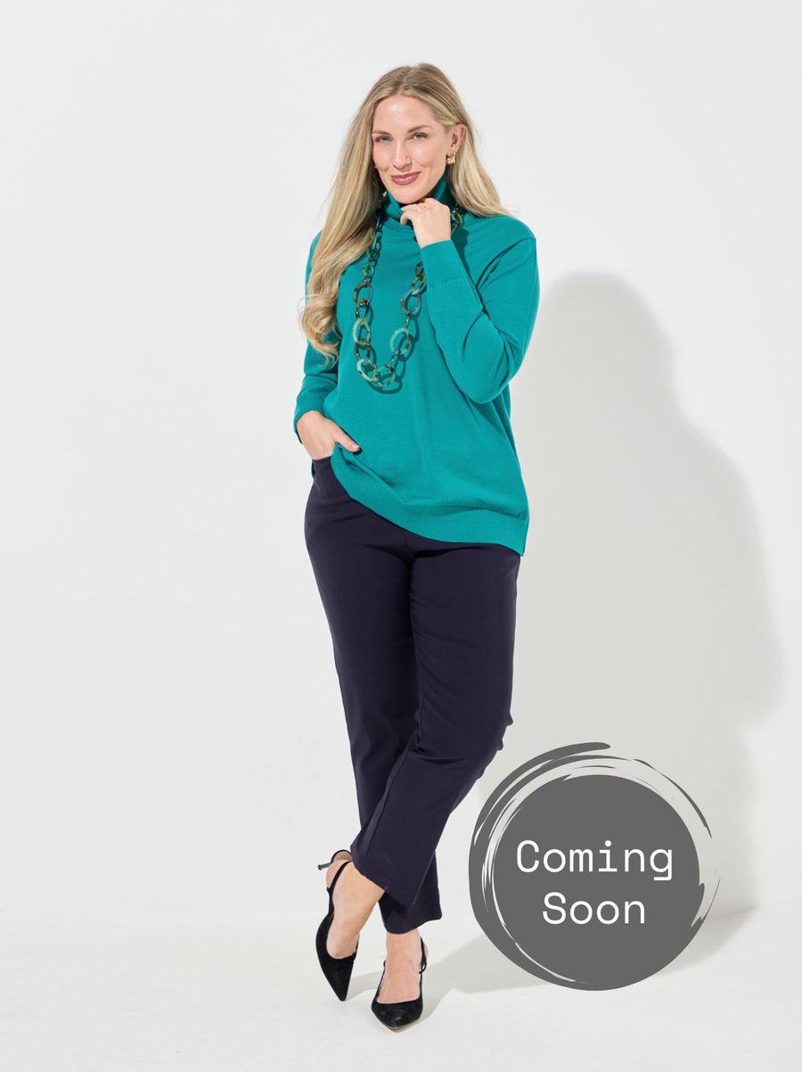 Marisse Plain Knit Roll Neck Jumper - Teal