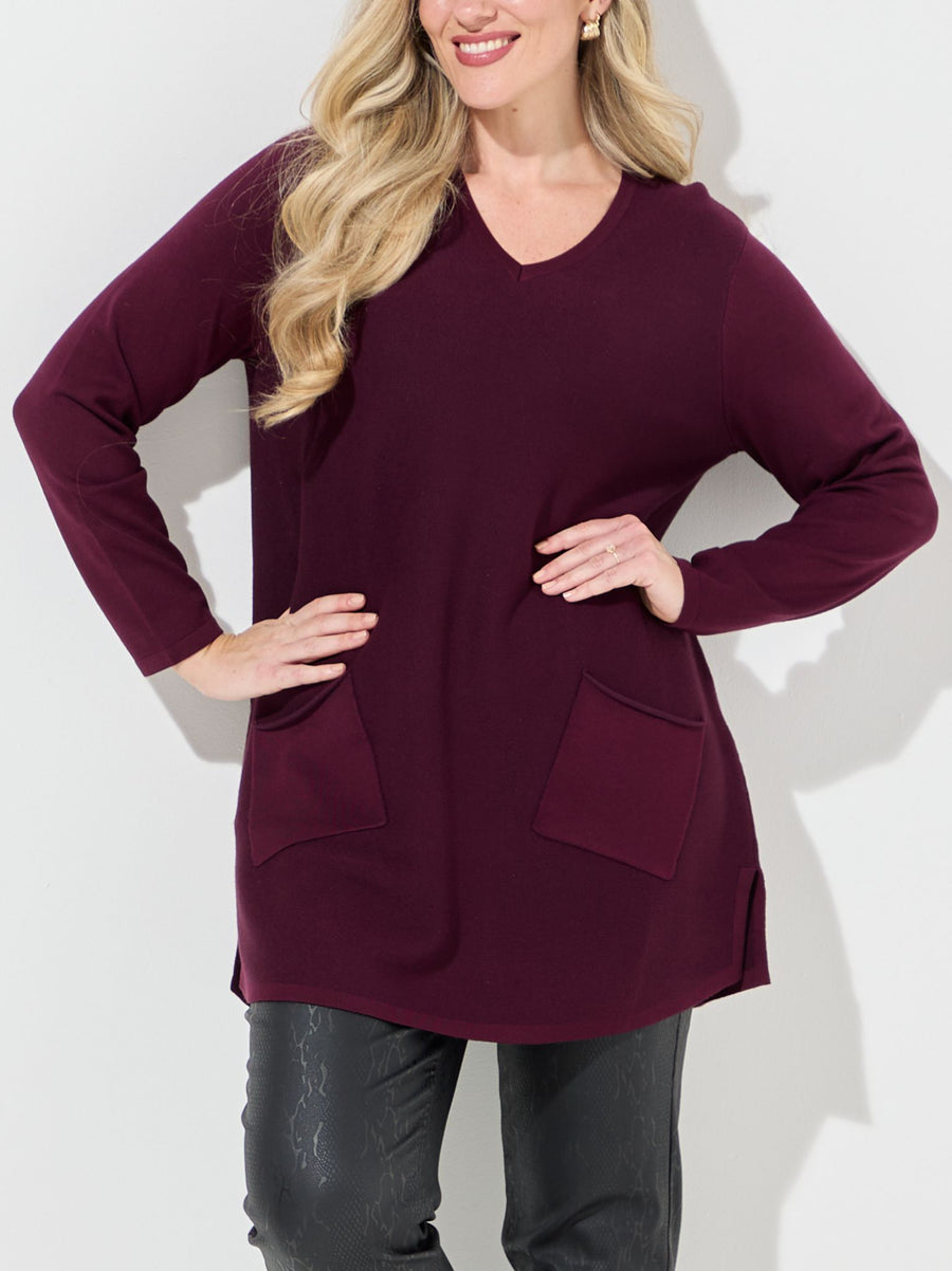 Mona by CISO Burgundy Long Pocket Jumper