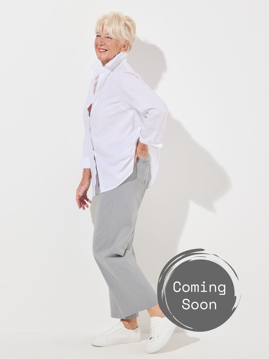 Steffi Stretch Cropped Trouser - Mid Grey