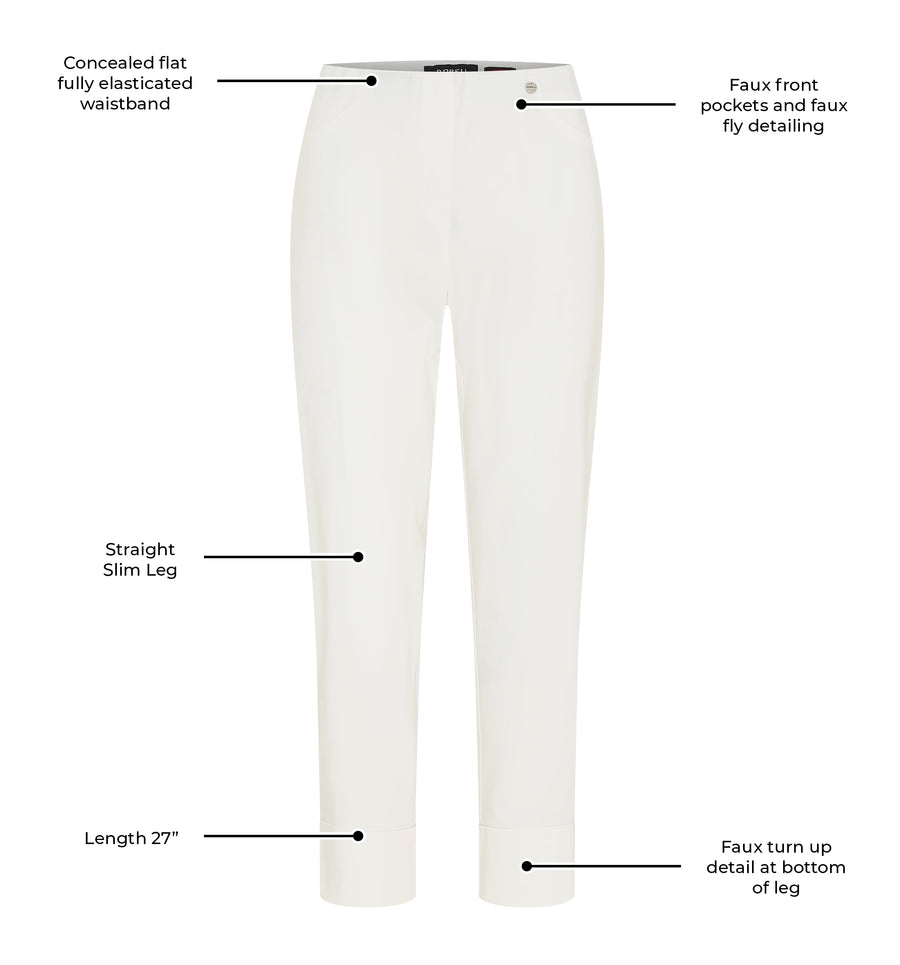 Bella 09 by ROBELL Cuff Stretch Trouser - Ivory