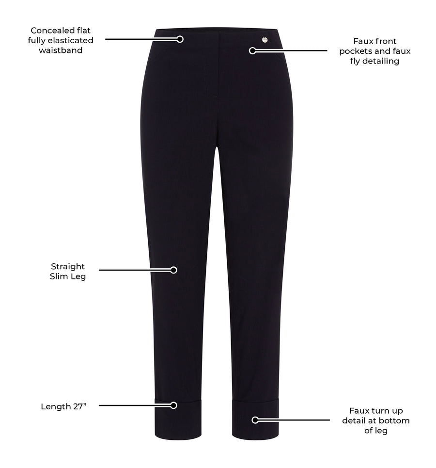 Bella 09 by ROBELL Cuff Stretch Trouser - Navy