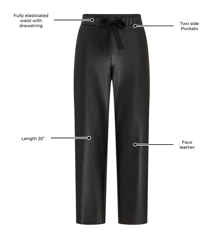 Kati by ROBELL Faux Leather Trouser - Black