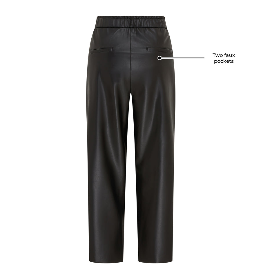 Kati by ROBELL Faux Leather Trouser - Black