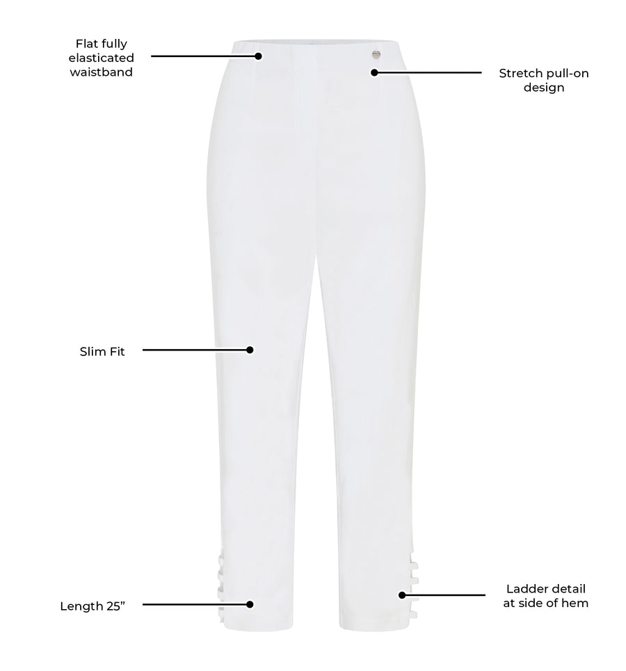 Lena 09 by ROBELL Stretch Trouser - White
