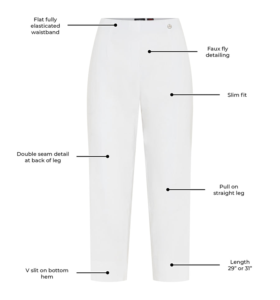 Marie FL by ROBELL Stretch Trouser - White